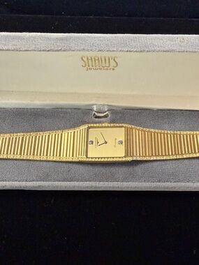 Longines Gold Tone Ribbed Bracelet Dress Watch